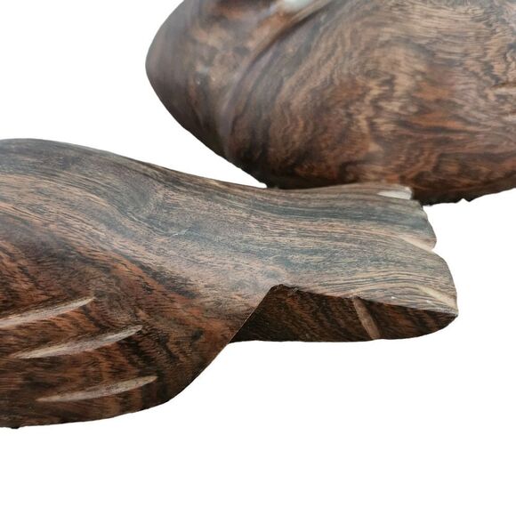 Ironwood Carving Pair of Ducks Brown Iron Wood Figure MCM - Picture 5 of 8